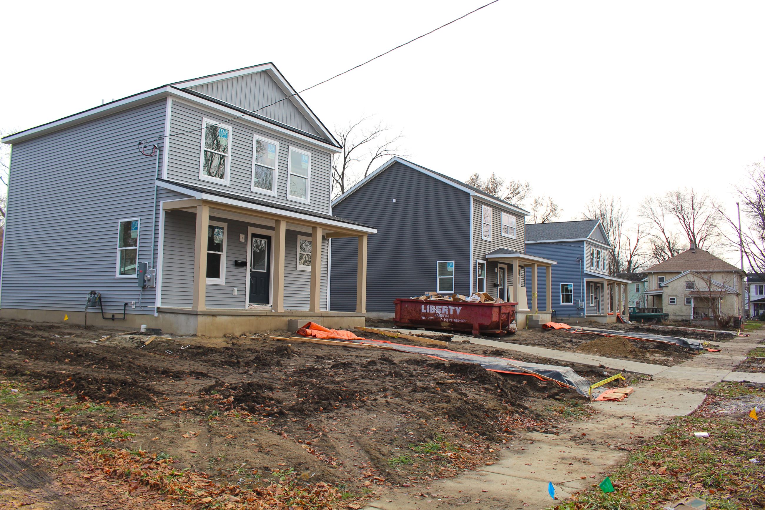 Norfolk Colonial Plan homes under construction on Maltby Street