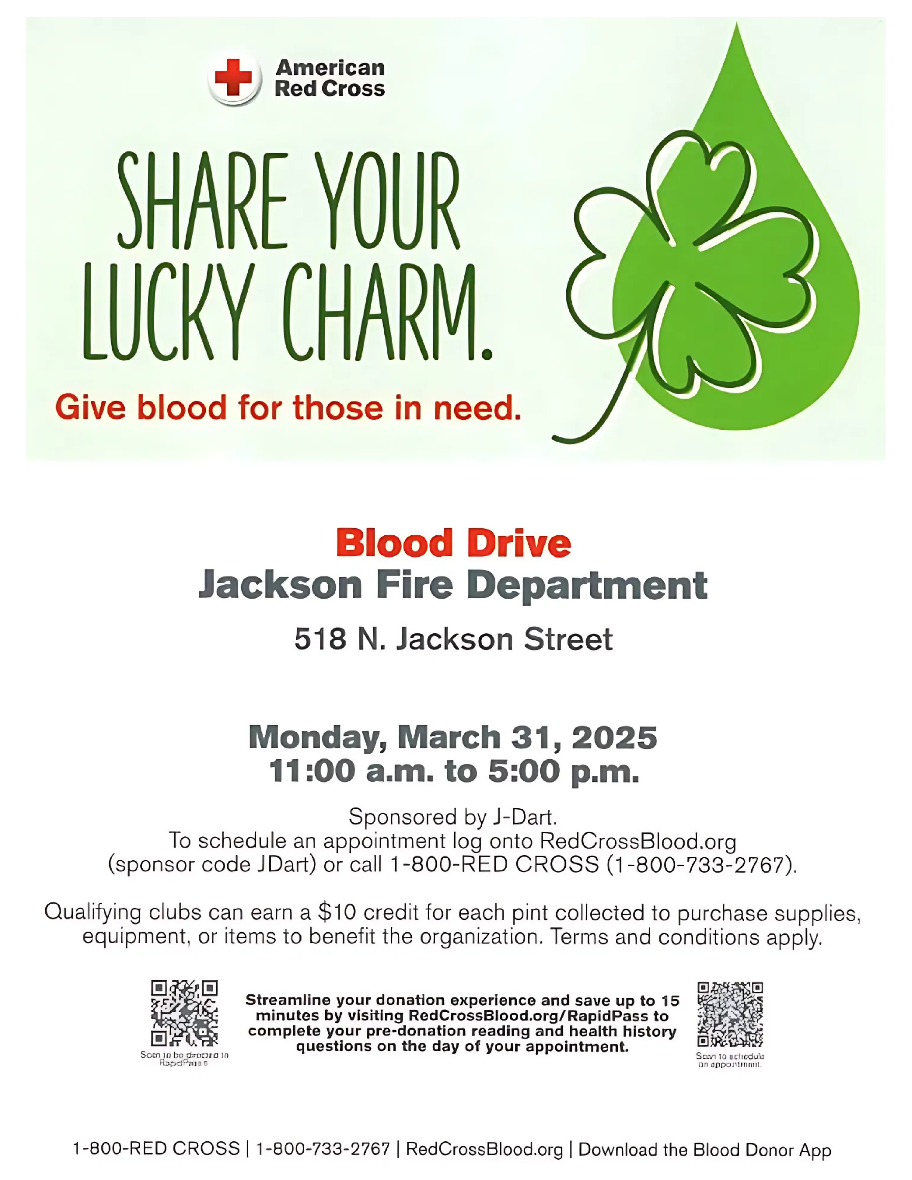 JFD Blood Drive on Monday, March 31